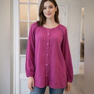 GAP Fuchsia Long Sleeve Blouse